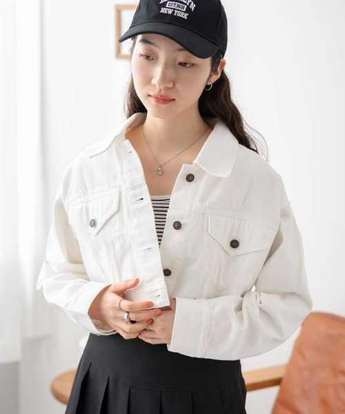 WEGO（ウィゴー）の「WEGO/ショートデニムジャケット（デニムジャケット・レディース・オフホワイト/ブラック系その他/インディゴブルー・FREE）」の11枚目の写真