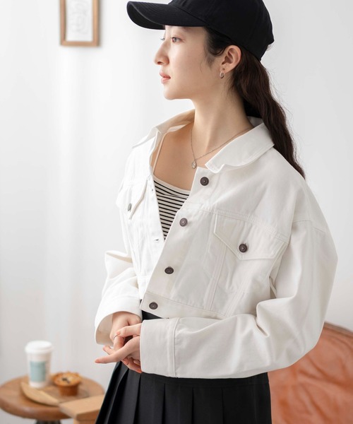 WEGO（ウィゴー）の「WEGO/ショートデニムジャケット（デニムジャケット・レディース・オフホワイト/ブラック系その他/インディゴブルー・FREE）」の12枚目の写真