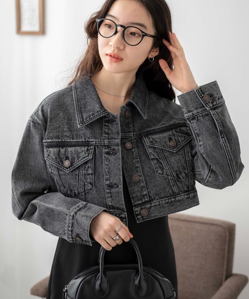 WEGO（ウィゴー）の「WEGO/ショートデニムジャケット（デニムジャケット・レディース・オフホワイト/ブラック系その他/インディゴブルー・FREE）」の5枚目の写真