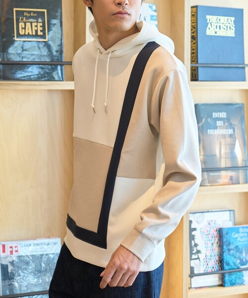 THE SHOP TK （ザ ショップ ティーケー ）の「◆【ハリコシのあるキレイめ素材/ストレッチ】新・ダンボールブロッキングパーカー（パーカー・メンズ・ネイビー系4/ベージュ系4/ホワイト系7・04/02/03）」の7枚目の写真