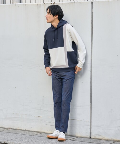 THE SHOP TK （ザ ショップ ティーケー ）の「◆【ハリコシのあるキレイめ素材/ストレッチ】新・ダンボールブロッキングパーカー（パーカー・メンズ・ネイビー系4/ベージュ系4/ホワイト系7・04/02/03）」の10枚目の写真