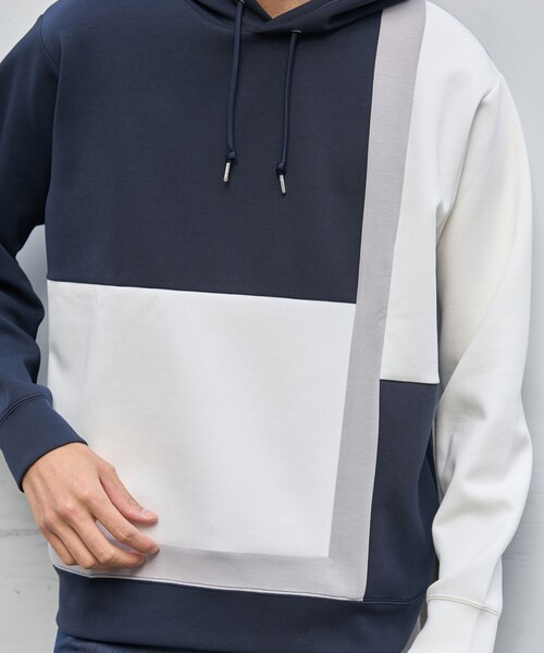 THE SHOP TK （ザ ショップ ティーケー ）の「◆【ハリコシのあるキレイめ素材/ストレッチ】新・ダンボールブロッキングパーカー（パーカー・メンズ・ネイビー系4/ベージュ系4/ホワイト系7・04/02/03）」の12枚目の写真