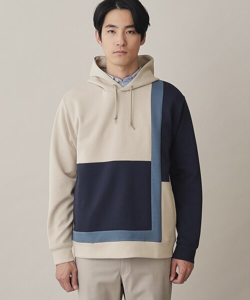 THE SHOP TK （ザ ショップ ティーケー ）の「◆【ハリコシのあるキレイめ素材/ストレッチ】新・ダンボールブロッキングパーカー（パーカー・メンズ・ネイビー系4/ベージュ系4/ホワイト系7・04/02/03）」の13枚目の写真