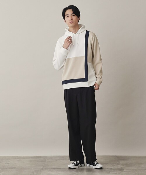 THE SHOP TK （ザ ショップ ティーケー ）の「◆【ハリコシのあるキレイめ素材/ストレッチ】新・ダンボールブロッキングパーカー（パーカー・メンズ・ネイビー系4/ベージュ系4/ホワイト系7・04/02/03）」の22枚目の写真