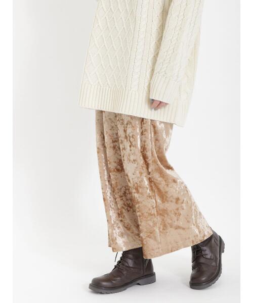 Samansa Mos2（サマンサ モスモス）の「ベロアナロースカート（スカート・レディース・チャコールグレー/モカ/ベージュ・F）」の3枚目の写真