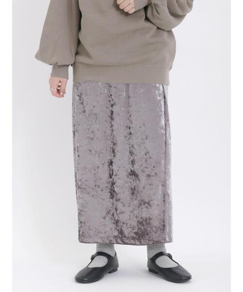 Samansa Mos2（サマンサ モスモス）の「ベロアナロースカート（スカート・レディース・チャコールグレー/モカ/ベージュ・F）」の2枚目の写真