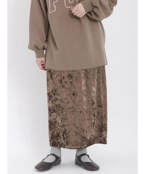 Samansa Mos2（サマンサ モスモス）の「ベロアナロースカート（スカート・レディース・チャコールグレー/モカ/ベージュ・F）」の4枚目の写真