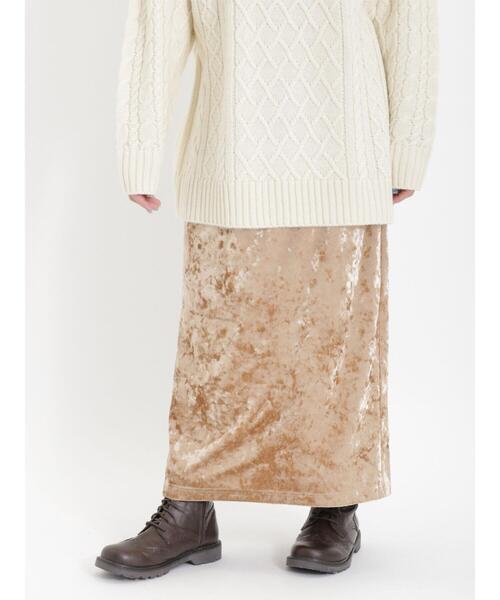 Samansa Mos2（サマンサ モスモス）の「ベロアナロースカート（スカート・レディース・チャコールグレー/モカ/ベージュ・F）」の5枚目の写真