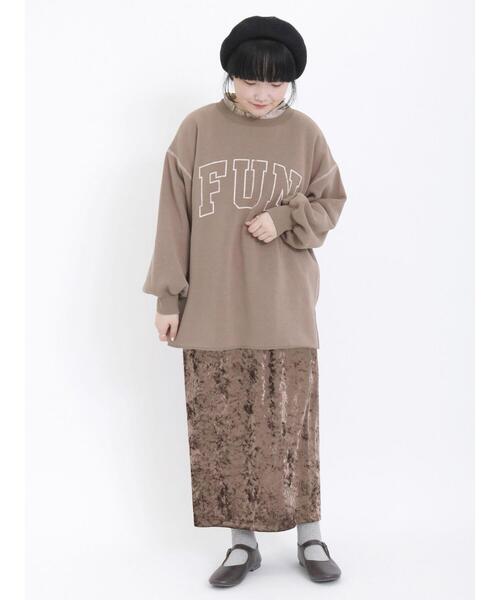 Samansa Mos2（サマンサ モスモス）の「ベロアナロースカート（スカート・レディース・チャコールグレー/モカ/ベージュ・F）」の8枚目の写真