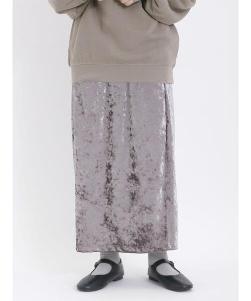 Samansa Mos2（サマンサ モスモス）の「ベロアナロースカート（スカート・レディース・チャコールグレー/モカ/ベージュ・F）」の11枚目の写真