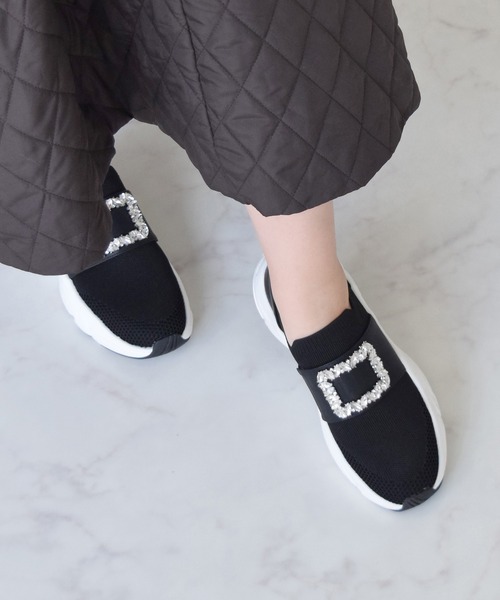 セール】【Bridget Birkin】ビジューバックルニットスニーカー
