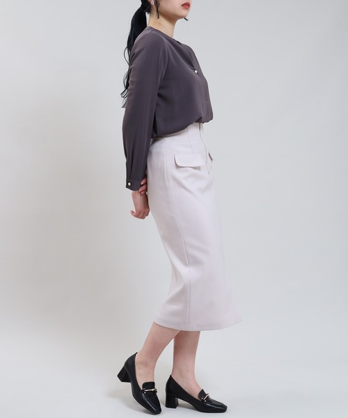 TRUDEA(トルディア)の「とろみスキッパー装飾ボタンブラウス(シャツ/ブラウス・レディース・ホワイト/ブルーグリーン/チャコールグレー・MEDIUM/LARGE)」の18枚目の写真