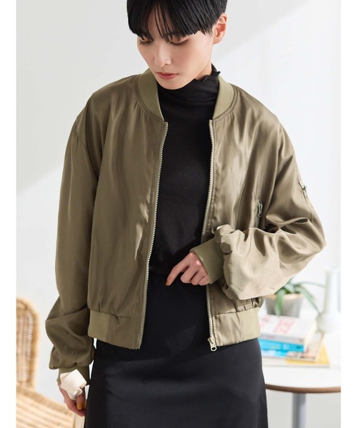 Edit Sheen（エディットシーン）の「シャーリングスリーブMA-1ブルゾン（ブルゾン・レディース・アイボリー/カーキ・M）」の16枚目の写真