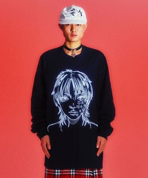 NICE GHOST CLUB | A'GEM/9 × .kom『NICE GHOST CLUB/ナイスゴーストクラブ』 HYEMIN BIG BIG L/S TEE/イラスト ロングスリーブ Tシャツ(Tシャツ/カットソー)