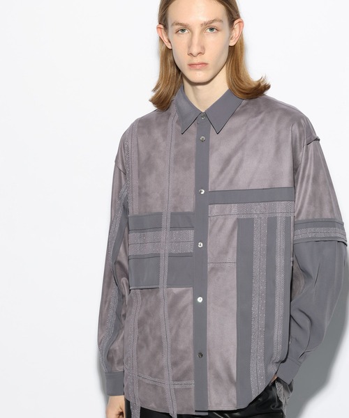 HARE（ハレ）の「イソザイレーステープシャツ(HARE)（シャツ/ブラウス・メンズ・グレー/ブラック・FREE）」の2枚目の写真
