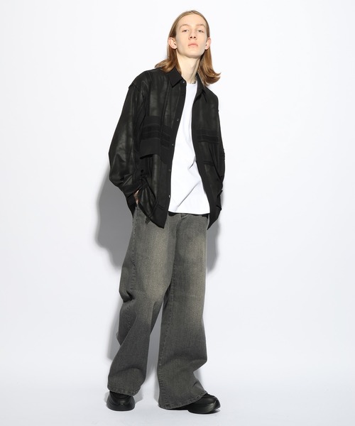 HARE（ハレ）の「イソザイレーステープシャツ(HARE)（シャツ/ブラウス・メンズ・グレー/ブラック・FREE）」の3枚目の写真