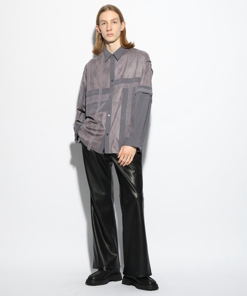 HARE（ハレ）の「イソザイレーステープシャツ(HARE)（シャツ/ブラウス・メンズ・グレー/ブラック・FREE）」の5枚目の写真