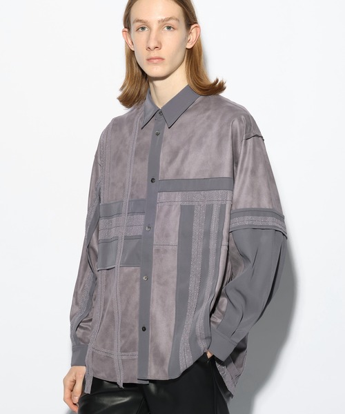 HARE（ハレ）の「イソザイレーステープシャツ(HARE)（シャツ/ブラウス・メンズ・グレー/ブラック・FREE）」の6枚目の写真