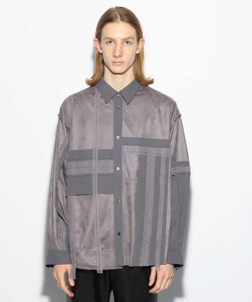 HARE（ハレ）の「イソザイレーステープシャツ(HARE)（シャツ/ブラウス・メンズ・グレー/ブラック・FREE）」の7枚目の写真