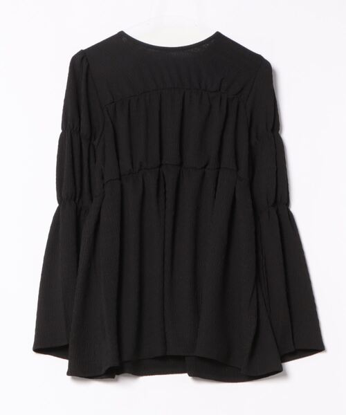 NAUL(ナウル)の「シャーリングブラウス / ペプラム フレア プルオーバー ティアード 楊柳 ふくれジャガード チュニック(シャツ/ブラウス・レディース・ブラック/ブルー・FREE)」の8枚目の写真