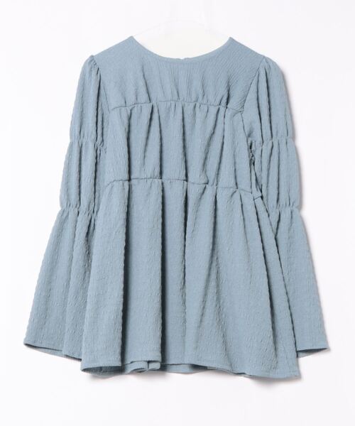 NAUL(ナウル)の「シャーリングブラウス / ペプラム フレア プルオーバー ティアード 楊柳 ふくれジャガード チュニック(シャツ/ブラウス・レディース・ブラック/ブルー・FREE)」の9枚目の写真