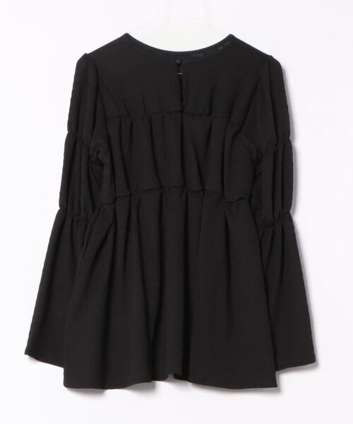 NAUL(ナウル)の「シャーリングブラウス / ペプラム フレア プルオーバー ティアード 楊柳 ふくれジャガード チュニック(シャツ/ブラウス・レディース・ブラック/ブルー・FREE)」の10枚目の写真