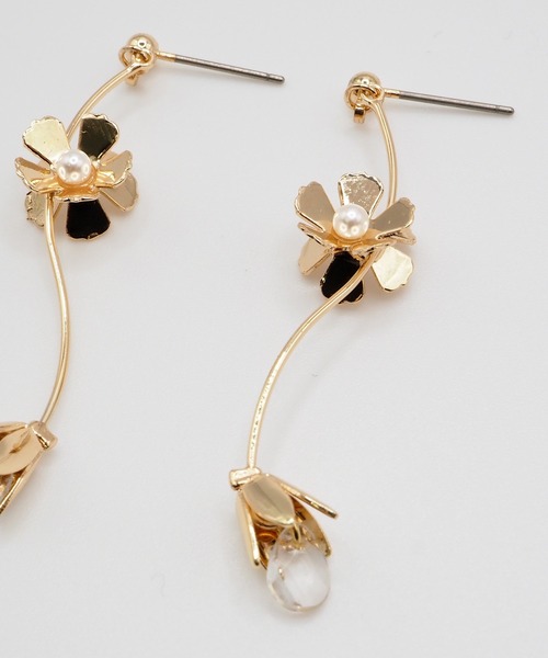 LONG FRINGE CHAIN PIERCED EARRING(片耳用)(2JP0881)K10 ピアス