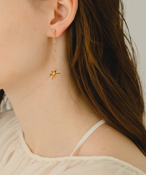 激安スーパーの“売上対決” セール】〈LOINE〉フラワー ロング ピアス（ピアス（両耳用 アクセサリー