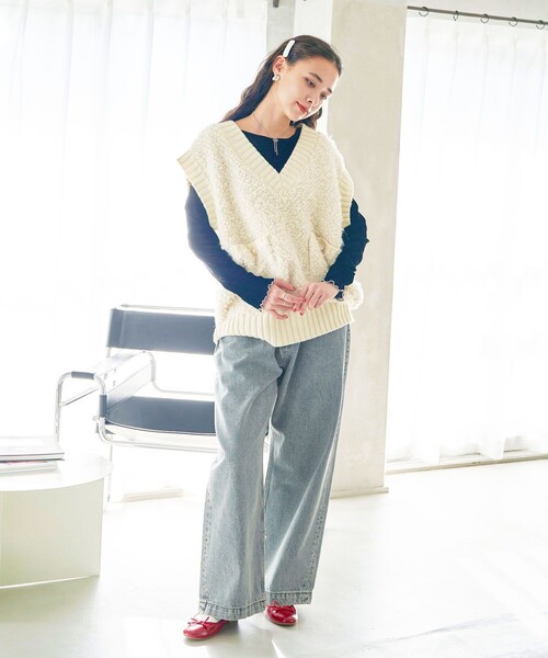 FREAK'S STORE(フリークスストア)の「カーヴィーデニム/カーブデニム(デニムパンツ・レディース・サックスブルー/ブラック/ブルー/ターコイズブルー・MEDIUM/SMALL)」の20枚目の写真