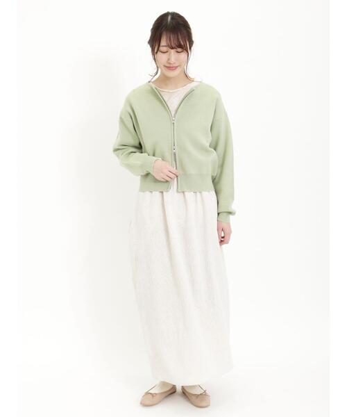 Samansa Mos2（サマンサ モスモス）の「インナー付花柄ジャカードキャミワンピース（ワンピース・レディース・ベージュ/ブラック/キナリ・F）」の12枚目の写真