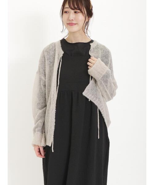 Samansa Mos2（サマンサ モスモス）の「インナー付花柄ジャカードキャミワンピース（ワンピース・レディース・ベージュ/ブラック/キナリ・F）」の18枚目の写真