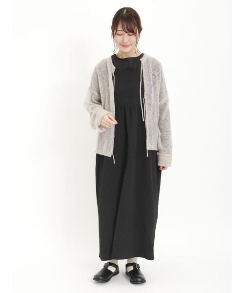 Samansa Mos2（サマンサ モスモス）の「インナー付花柄ジャカードキャミワンピース（ワンピース・レディース・ベージュ/ブラック/キナリ・F）」の20枚目の写真