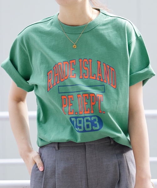 Champion（チャンピオン）の「【Champion/チャンピオン】別注 SHORT SLEEVE College T-SHIRT（Tシャツ/カットソー・レディース・チャコールグレー/グリーン/ホワイト・FREE）」の3枚目の写真