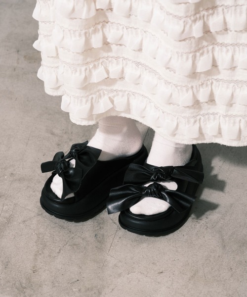 ◇大きめリボンがキュート◇『CHANEL』25C 厚底サンダル 25C【厚底で可愛くスタイルアップ♪】CHANEL サンダル
