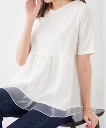 上品チュールペプラムＴシャツ