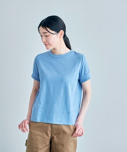HAU（ハウ）の「トップス gauze（Tシャツ/カットソー・レディース・ライトグレー/ホワイト/サックスブルー/チャコールグレー/ピンク/ブルー・ONE SIZE/ONESIZE/MEDIUM）」の4枚目の写真