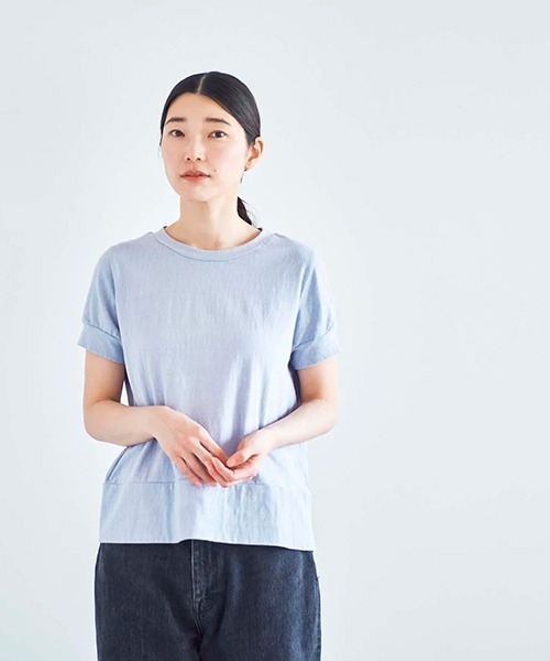 HAU（ハウ）の「トップス gauze（Tシャツ/カットソー・レディース・ライトグレー/ホワイト/サックスブルー/チャコールグレー/ピンク/ブルー・ONE SIZE/ONESIZE/MEDIUM）」の5枚目の写真