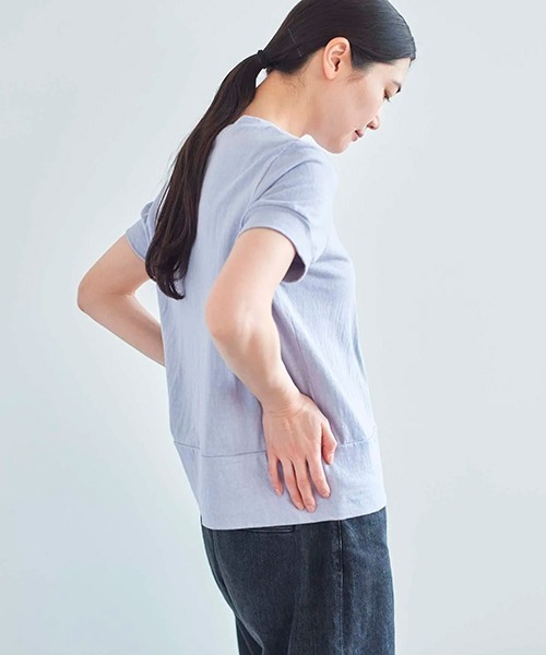 HAU（ハウ）の「トップス gauze（Tシャツ/カットソー・レディース・ライトグレー/ホワイト/サックスブルー/チャコールグレー/ピンク/ブルー・ONE SIZE/ONESIZE/MEDIUM）」の10枚目の写真