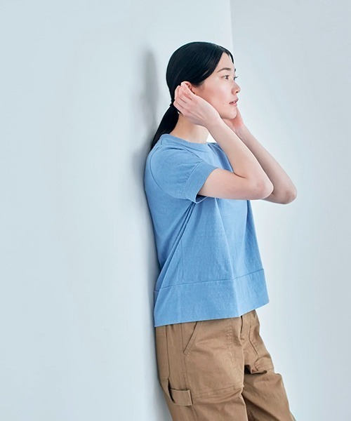 HAU（ハウ）の「トップス gauze（Tシャツ/カットソー・レディース・ライトグレー/ホワイト/サックスブルー/チャコールグレー/ピンク/ブルー・ONE SIZE/ONESIZE/MEDIUM）」の14枚目の写真