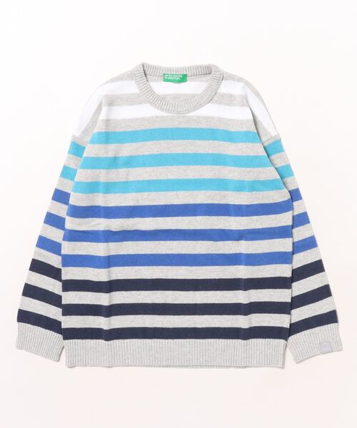 BENETTON (UNITED COLORS OF BENETTON)（ベネトンユナイテッドカラーズオブベネトン）の「キッズマルチボーダークルーネック長袖ニット・セーターB（ニット/セーター・キッズ・グレー系その他/マルチ・SMALL/LARGE/X-LARGE/MEDIUM）」の4枚目の写真
