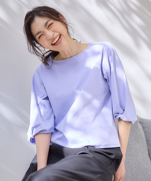 ANY(エニィ)の「【WEB限定】シルケットスムース ツイストリーブプルオーバー(Tシャツ/カットソー・レディース・オールドローズ系/ブルー系/スモーキーグリーン系/ネイビー系/アイボリー系/ベージュ系・2/3)」の6枚目の写真