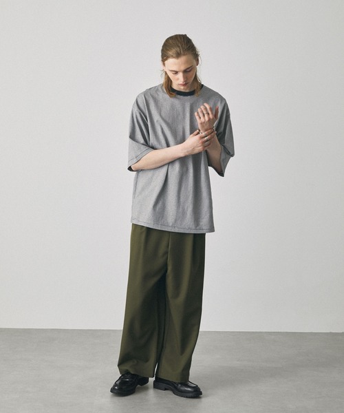 EMMA CLOTHES（エマクローズ）の「ミジンボーダーオーバーサイズショートスリーブリンガーTシャツ EMMA CLOTHES 2024SS（Tシャツ/カットソー・メンズ・ネイビー/チャコール/ブラウン/レッド/ブラック・M/L）」の18枚目の写真