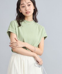 USAコットンハイネックフレンチスリーブワイドリブTシャツ