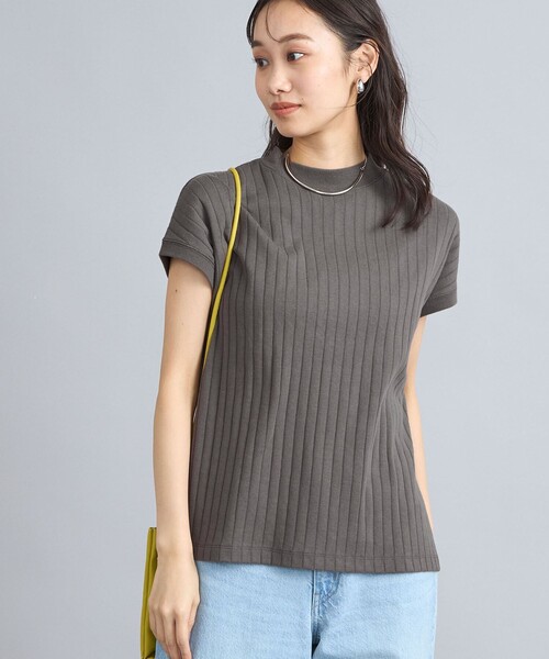 coen(コーエン)の「USAコットンハイネックフレンチスリーブワイドリブTシャツ(Tシャツ/カットソー・レディース・ブラック/オフホワイト/オリーブ/オレンジ/ダークグレー/モカ/ナチュラル/ライトブルー/ネイビー・M/L)」の4枚目の写真