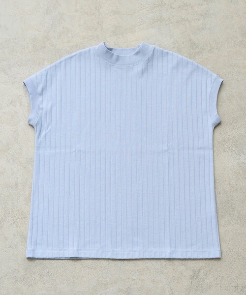 coen(コーエン)の「USAコットンハイネックフレンチスリーブワイドリブTシャツ(Tシャツ/カットソー・レディース・ブラック/オフホワイト/オリーブ/オレンジ/ダークグレー/モカ/ナチュラル/ライトブルー/ネイビー・M/L)」の1枚目の写真