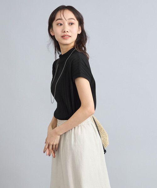 coen(コーエン)の「USAコットンハイネックフレンチスリーブワイドリブTシャツ(Tシャツ/カットソー・レディース・ブラック/オフホワイト/オリーブ/オレンジ/ダークグレー/モカ/ナチュラル/ライトブルー/ネイビー・M/L)」の13枚目の写真