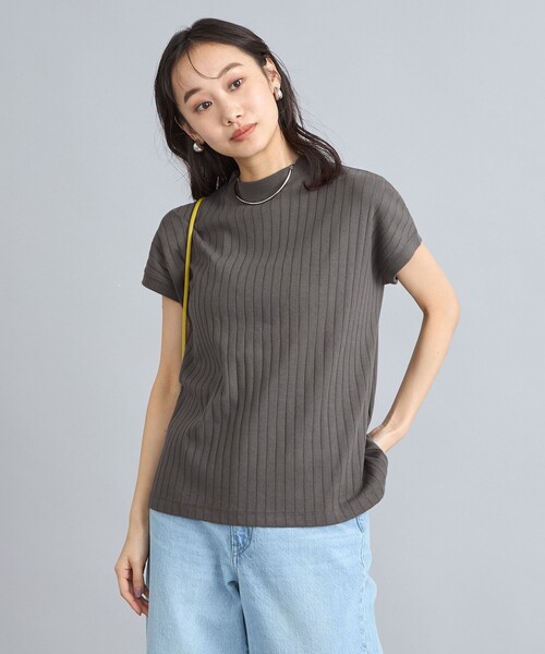 coen(コーエン)の「USAコットンハイネックフレンチスリーブワイドリブTシャツ(Tシャツ/カットソー・レディース・ブラック/オフホワイト/オリーブ/オレンジ/ダークグレー/モカ/ナチュラル/ライトブルー/ネイビー・M/L)」の16枚目の写真