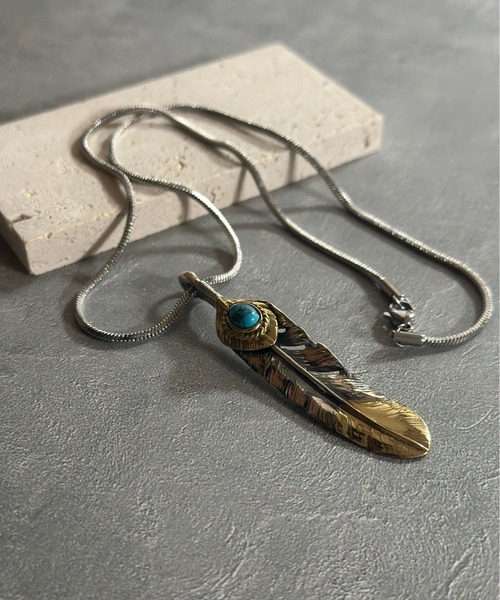 【blatto 925silver】925シルバートップ　フェザー　ネックレス　bla-necklace-f001