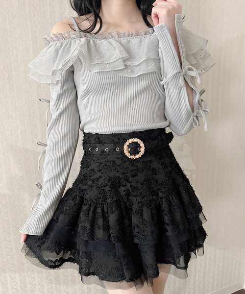 couture BY ROJITA（クチュールバイロジータ）の「キラキラテレコトップス（Tシャツ/カットソー・レディース・グレー/ブラック/アイボリー・FREE）」の3枚目の写真