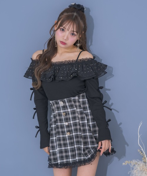 couture BY ROJITA（クチュールバイロジータ）の「キラキラテレコトップス（Tシャツ/カットソー・レディース・グレー/ブラック/アイボリー・FREE）」の7枚目の写真